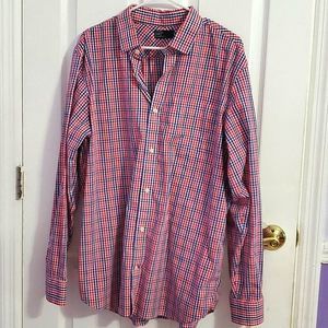 GAP White, Red & Blue Gingham Plaid Long Sleeve  Cotton Button Down Shirt XL